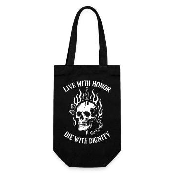 Flaming Skull with Sword of Honor Live With Honor - Gift Bag for Bottles - black - Front