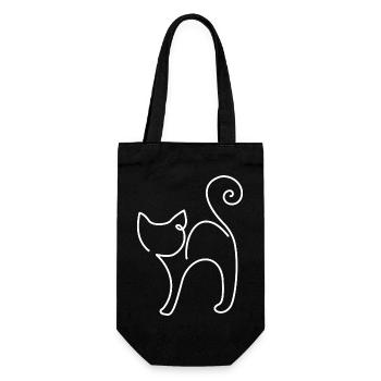 Croquis de chat latéral – Motif animalier élégant - Sac à bouteille - noir - Devant