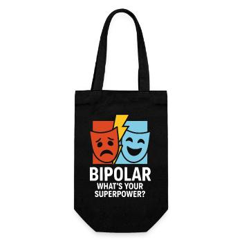 Bipolar What’s Your Superpower – Statement Design - Geschenkbeutel für Flaschen - Schwarz - Vorne