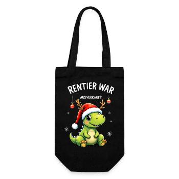 Rentier War Ausverkauft Weihnachts Dino Mit Mütze - Geschenkbeutel für Flaschen - Schwarz - Vorne