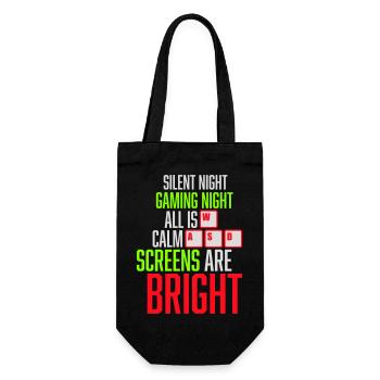 Silent Night Gaming Night All Calm Screens Bright - Geschenkbeutel für Flaschen - Schwarz - Vorne