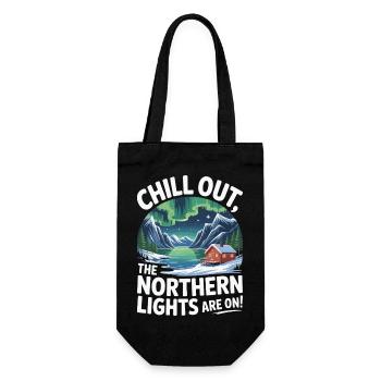 Chill Out - die Nordlichter sind an! - Geschenkbeutel für Flaschen - Schwarz - Vorne