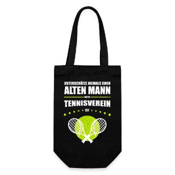 Old man who is in the tennis club - Gift Bag for Bottles - black - Front