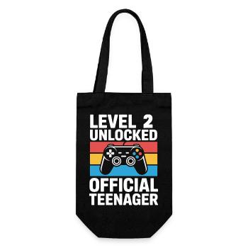 Level 2 Unlocked Birthday Gamer - Gift Bag for Bottles - black - Front