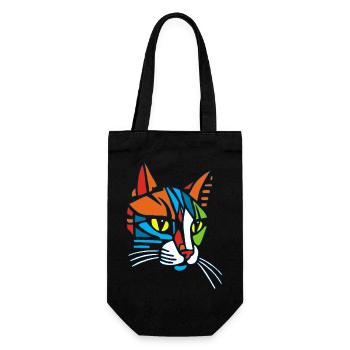 Chat Mosaïque tribal - Sac à bouteille - noir - Devant