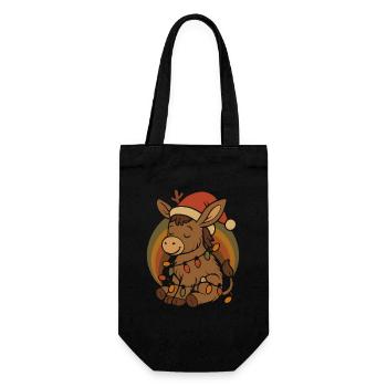 Retro Vintage Esel Elfe Weihnachten Geschenk - Geschenkbeutel für Flaschen - Schwarz - Vorne