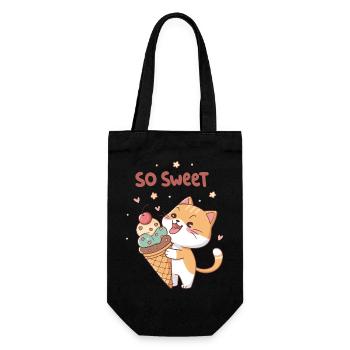 Chat gourmand et glace Kawaii So Sweet - Gift Bag for Bottles - black - Front