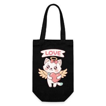 Cat Angel Heart Kawaii - Gift Bag for Bottles - black - Front