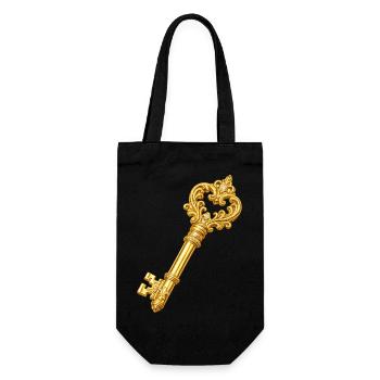 Goldener Ornament-Schlüssel - Geschenkbeutel für Flaschen - Schwarz - Vorne