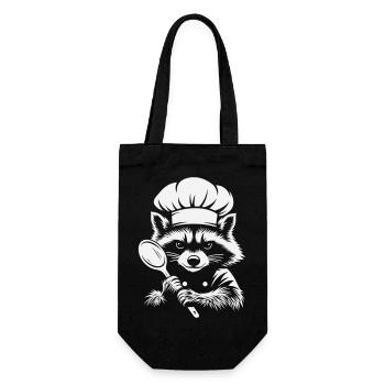 Grim Raccoon Cook | Motif de cuisine drôle - Sac à bouteille - noir - Devant