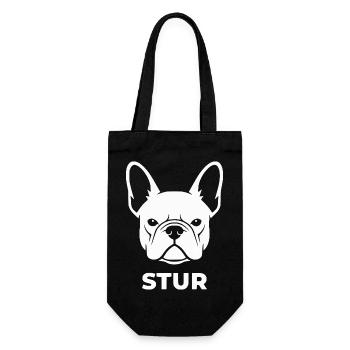 Bulldoge Kopf Silhouette STUR - Geschenkbeutel für Flaschen - Schwarz - Vorne