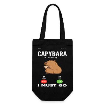 Phone Call Calling Capybaras Cute - Gift Bag for Bottles - black - Front