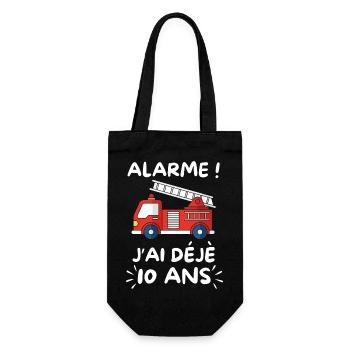 10 Jahre altes Feuerwehrauto, Jungen-Geburtstag - Geschenkbeutel für Flaschen - Schwarz - Vorne