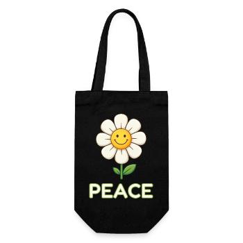 Fleur de paix anti-guerre - Marguerite souriante rétro - Sac à bouteille - noir - Devant