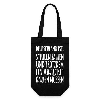 Lustiger Spruch Steuern Arbeit - Geschenkbeutel für Flaschen - Schwarz - Vorne