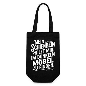 Mein Schienbein hilft Möbel im Dunkeln - Geschenkbeutel für Flaschen - Schwarz - Vorne
