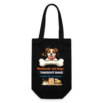 Weekend Tail Wags & Takeout Joy - Gift Bag for Bottles - black - Front