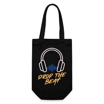 Waveform Drop the Beat Kopfhörer - Geschenkbeutel für Flaschen - Schwarz - Vorne