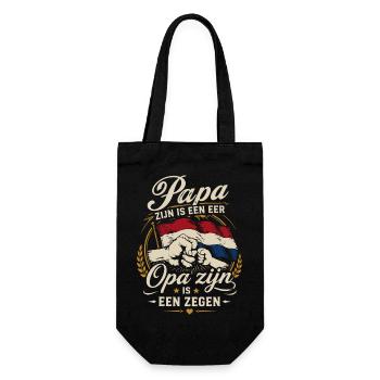 Stolzer Papa & Opa – Segen und Ehre Design - Geschenkbeutel für Flaschen - Schwarz - Vorne