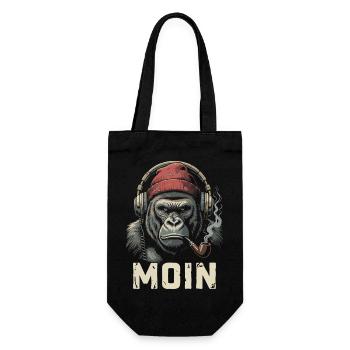 Moin Gorilla Kopfhörer Pfeife Streetwear Nordic - Geschenkbeutel für Flaschen - Schwarz - Vorne