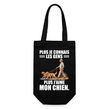 Plus Je Connais Les Gens, Plus J'aime Mon Chien - Sac à bouteille - noir - Devant