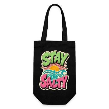 Bleib salzig Surf Retro - Geschenkbeutel für Flaschen - Schwarz - Vorne