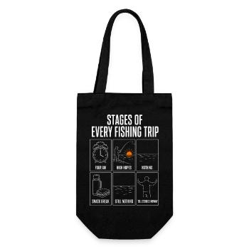 Stages Of Every Fishing Trip Funny Angler Motif - Gift Bag for Bottles - black - Front