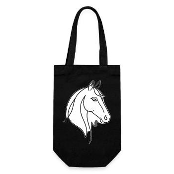 cheval dessiné au trait - Sac à bouteille - noir - Devant