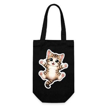 Cat with outstretched paws - Gift Bag for Bottles - black - Front