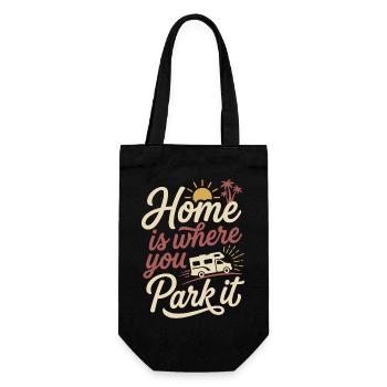 Camping-car - La maison, c’est là où tu la gares - Sac à bouteille - noir - Devant