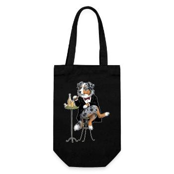 Sir Fussel "Australian Shepherd" - Geschenkbeutel für Flaschen - Schwarz - Vorne