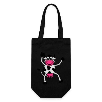 Drôle de vache bande dessinée Cattle Peace Sign - Sac à bouteille - noir - Devant