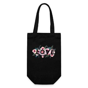 Motif LOVE fleurs aquarelle bohème - Sac à bouteille - noir - Devant