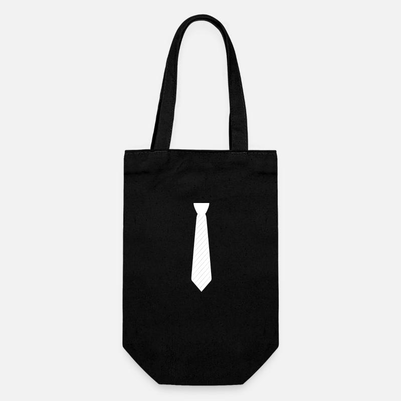 Striped white tie - Gift Bag for Bottles - black