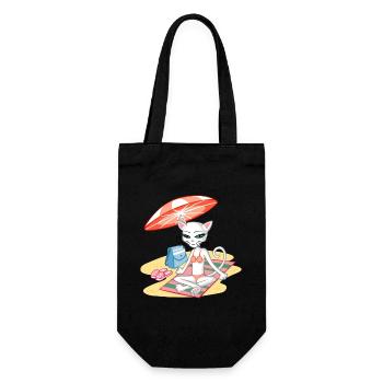 Chat sur la plage - Sac à bouteille - noir - Devant