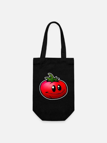 Fröhliche Cartoon Tomate Lächeln - Geschenkbeutel für Flaschen - Schwarz