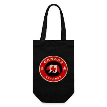 Kanada Bär Vintage / Geschenk - Geschenkbeutel für Flaschen - Schwarz - Vorne