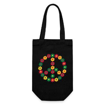 Rasta Friedenszeichen - Geschenkbeutel für Flaschen - Schwarz - Vorne