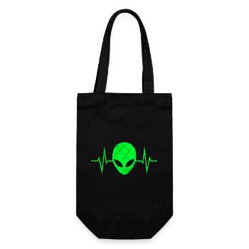 Alien Alien Head Alien Heartbeat Pulse ECG - Gift Bag for Bottles - black - Front