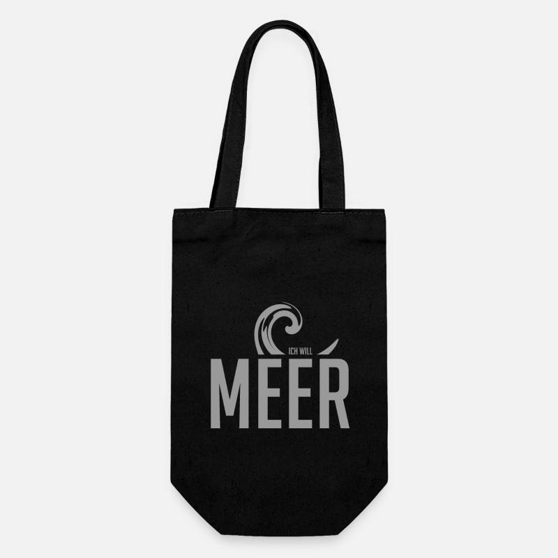 Motif de vague avec message de la mer - Sac à bouteille - noir