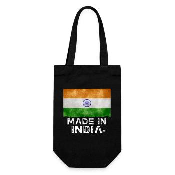 Made in India Flag Stencil Tee - Gift Bag for Bottles - black - Front