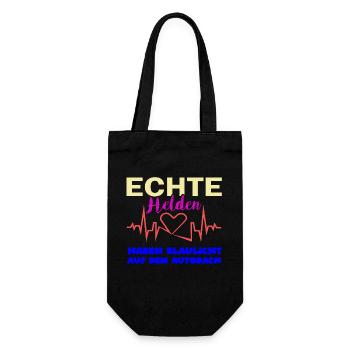 echte Helden haben Blaulicht auf dem Dach - Geschenkbeutel für Flaschen - Schwarz - Vorne