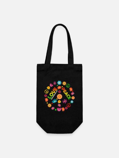 Blumenkreis Liebe Frieden - Geschenkbeutel für Flaschen - Schwarz
