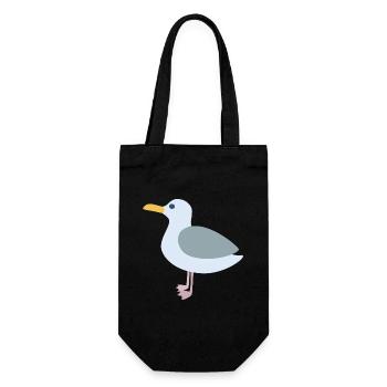 Möwe Symbol Meer See Kinder Nordsee Küste Deko - Geschenkbeutel für Flaschen - Schwarz - Vorne