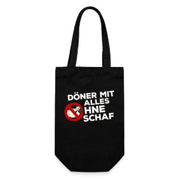Döner Kebab Kebap Schaf Scharf Spruch Lustig - Geschenkbeutel für Flaschen - Schwarz - Vorne