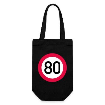 80th birthday Attention! Traffic sign 80 Km/h - Gift Bag for Bottles - black - Front