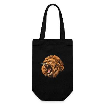 Lion rugissant cadeau - Sac à bouteille - noir - Devant