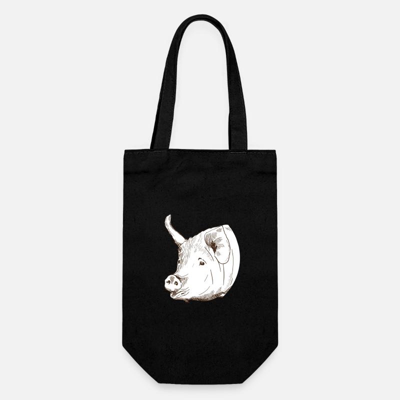 Pig - Gift Bag for Bottles - black