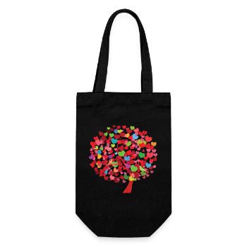 Herzbaum Illustration mit bunten Blättern - Geschenkbeutel für Flaschen - Schwarz - Vorne