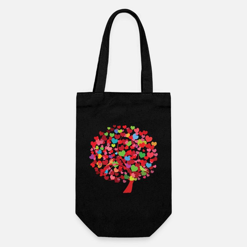 Herzbaum Illustration mit bunten Blättern - Geschenkbeutel für Flaschen - Schwarz